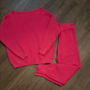 Cozy Pink Knit Sweater and Pants Set
